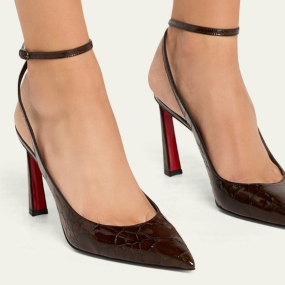 Christian Louboutin Dark Brown Heels with Red Sole - Picture 6 of 8
